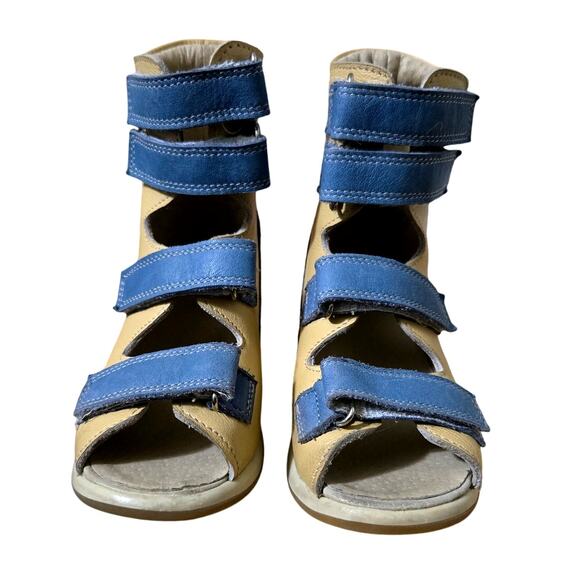 Toddler Tan & Blue Strap Shoes – Approx US Size 7 (6" Sole Length) - Picture 7 of 7